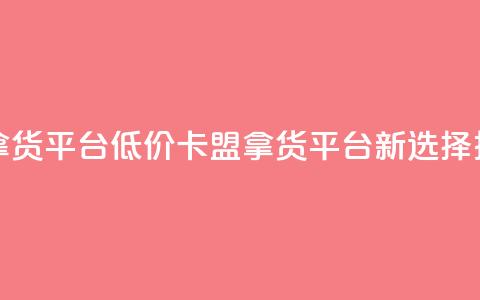 卡盟低价拿货平台 - 低价卡盟拿货平台新选择推荐	。 第1张