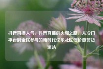 抖音直播人气，抖音直播的火爆之路，从冷门平台到全民参与的新时代亿乐社区低价自营货源站